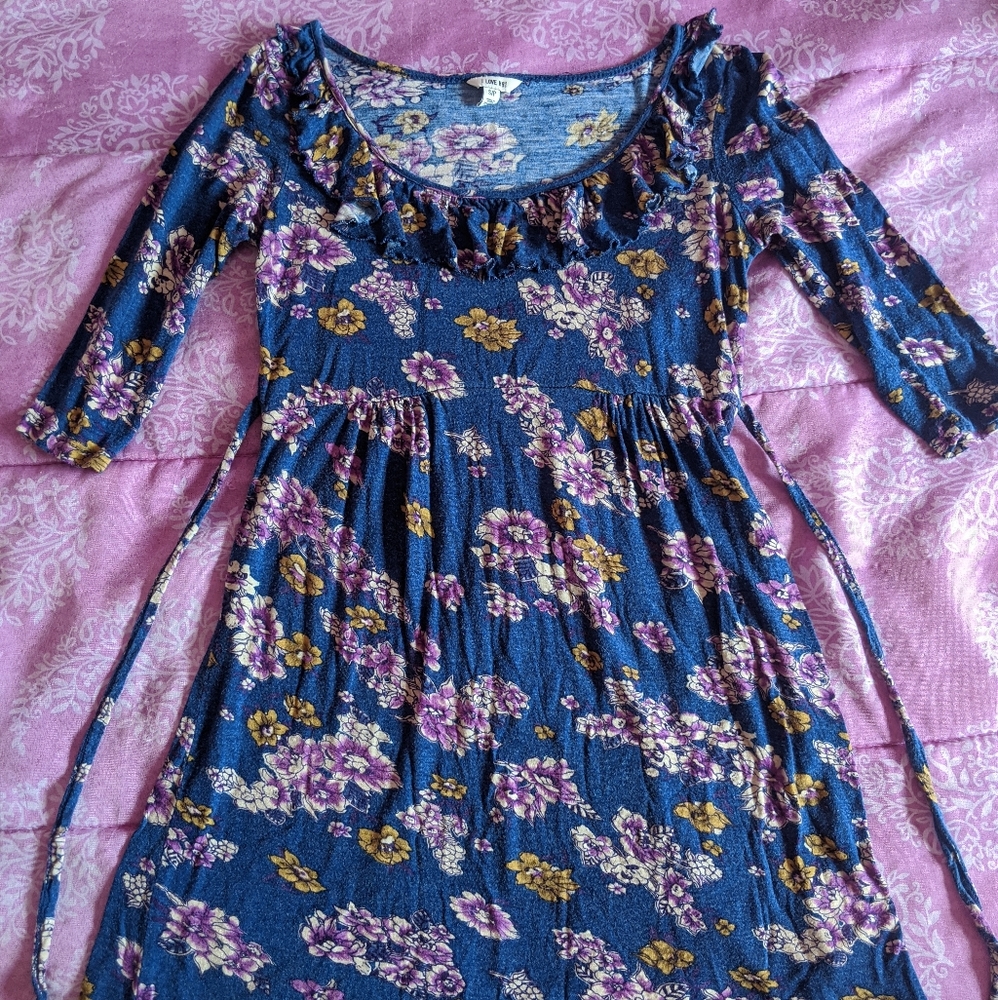 Navy Blue Floral Dress